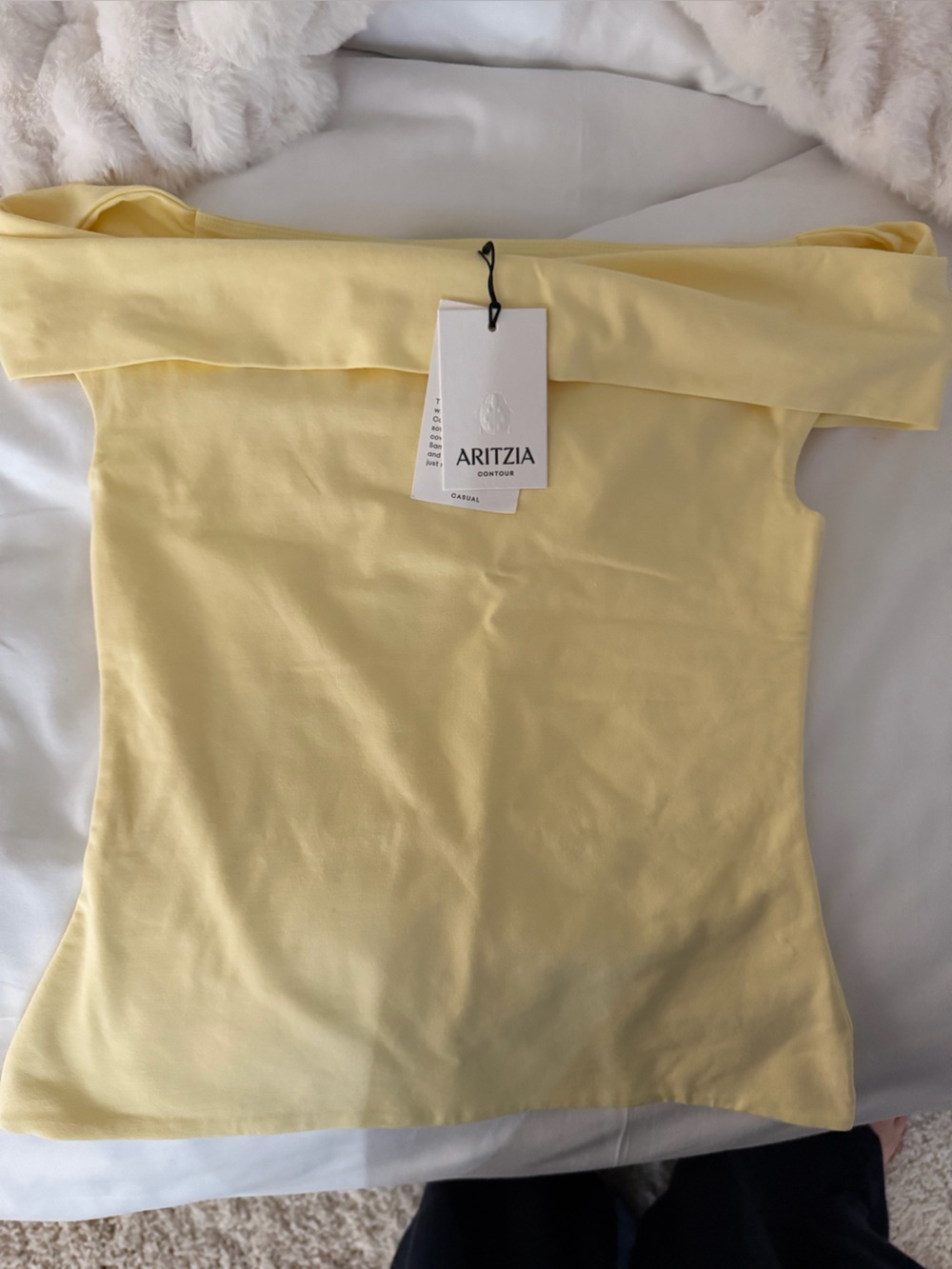 Aritzia Pale Yellow Strapless Bandeau Tube Top